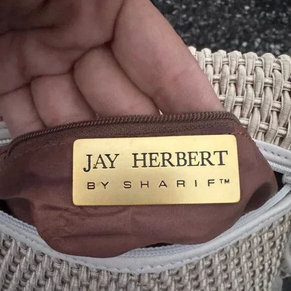 Jay Herbert by Sharif Woven Leather Crossbody Bag with Tassel – Beige/Ivory - Picture 12 of 15